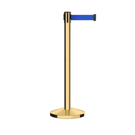 Montour Line Stanchion Belt Barrier Pol.Brass Post 13ft. Blue Belt ES400-PB-BL-130